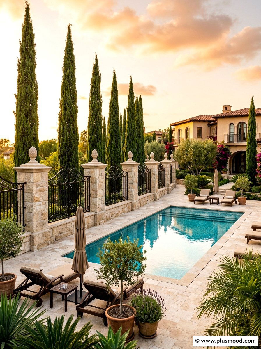 Stone Paver Fence - 25 pool landscaping ideas with fence