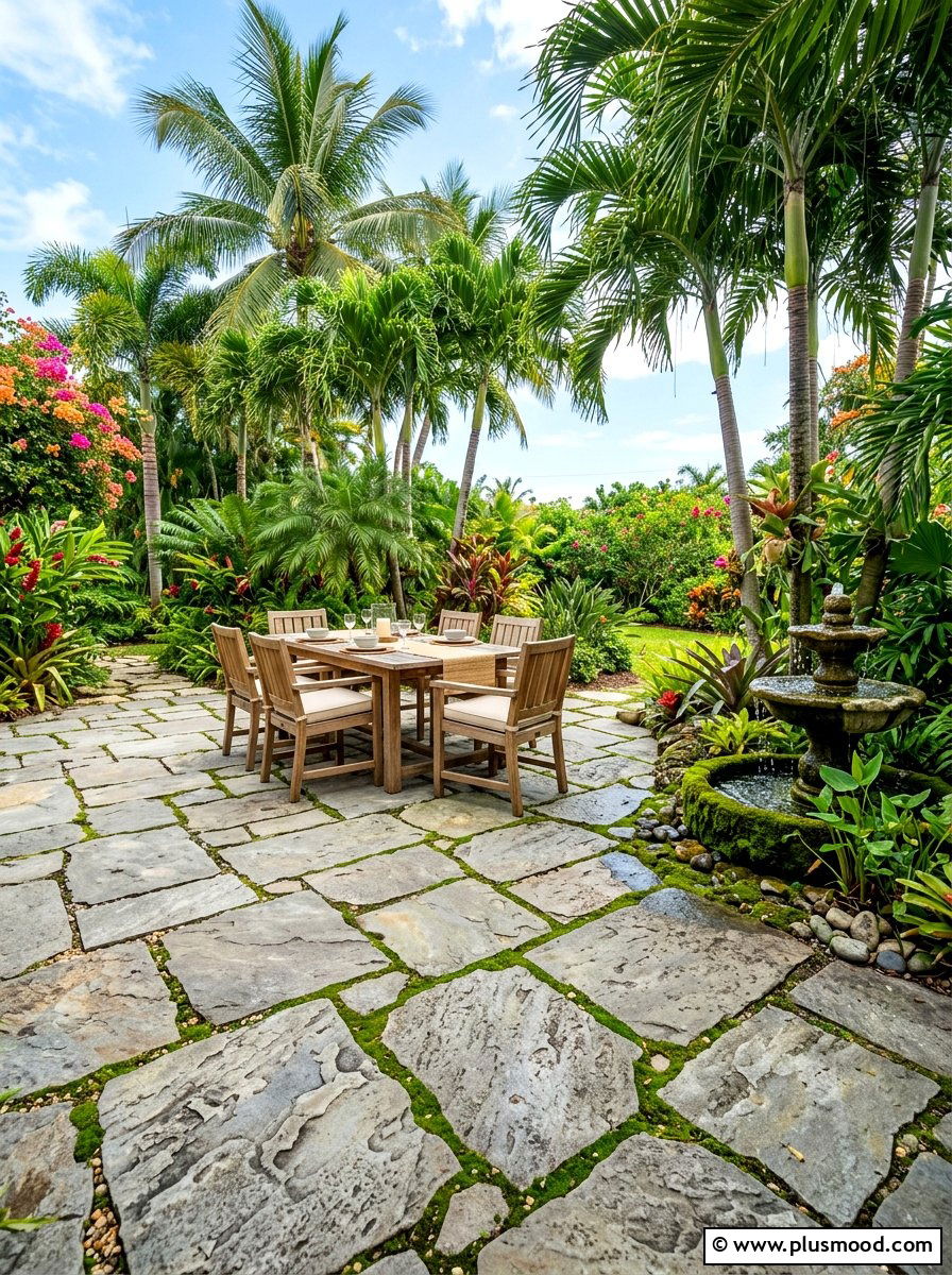 Stone Paver Patio - 25 summer tropical patio ideas