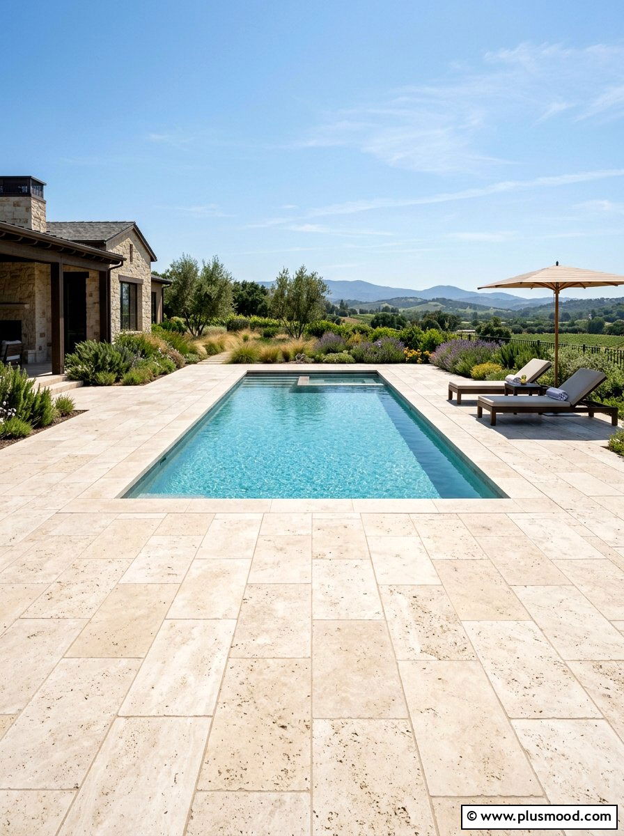 Stone Paver Pool Deck - 25 pool landscaping ideas for narrow yards