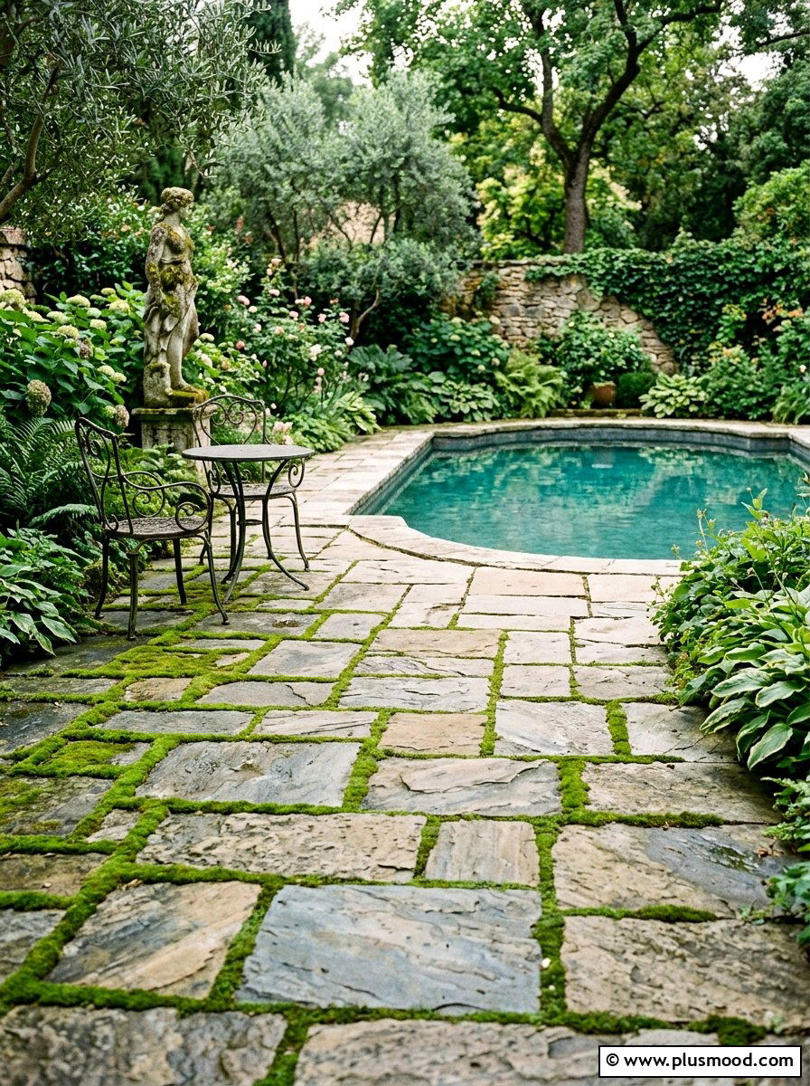 Stone Pavers With Moss