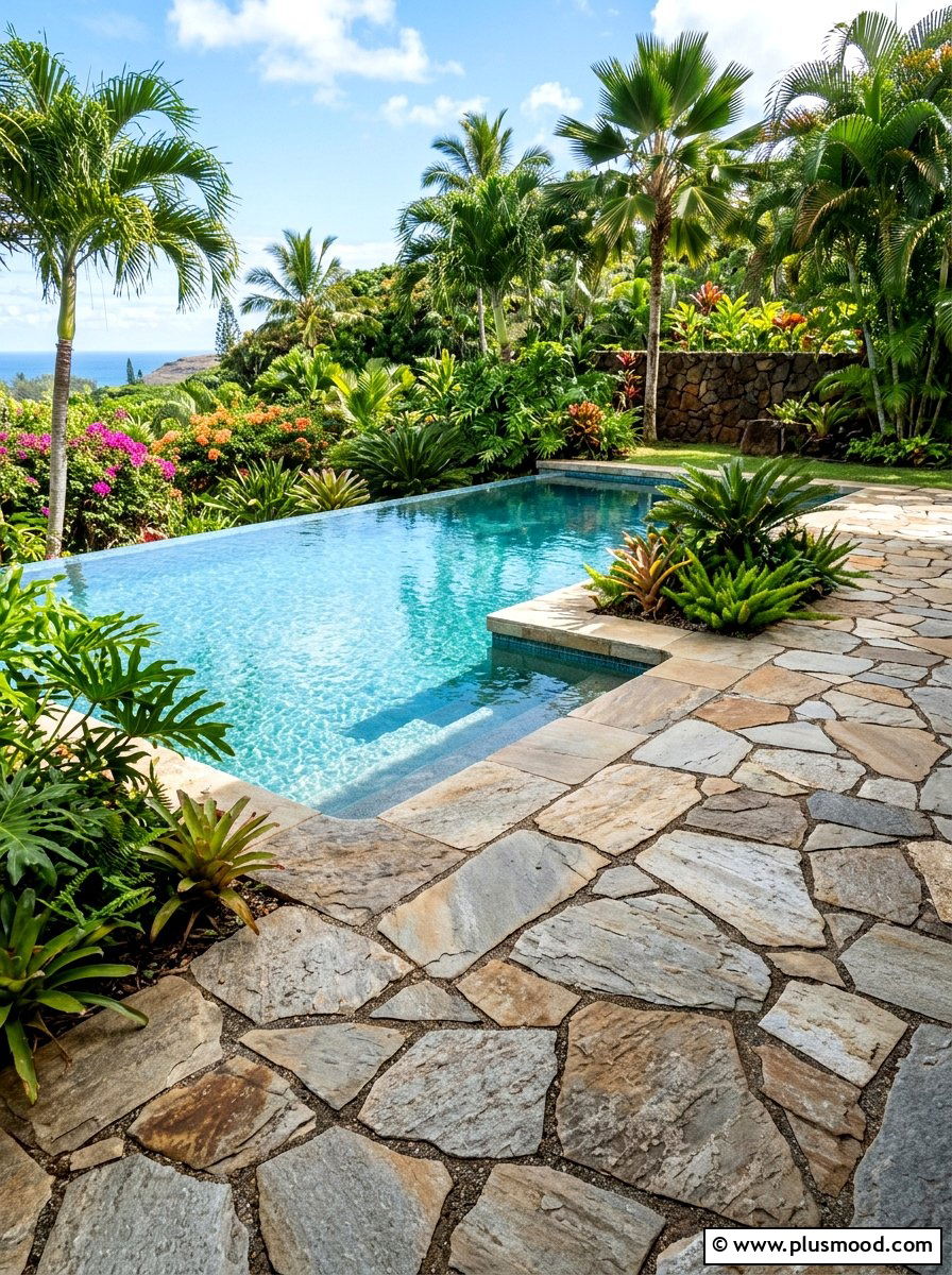 Stone Pool Deck - 25 summer tropical pool ideas