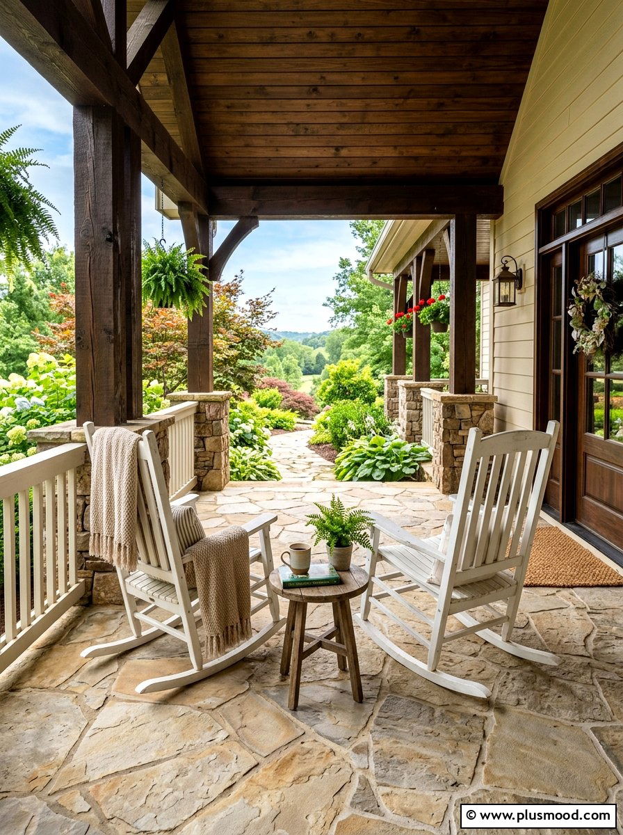 Stone Porch Flooring - 25 summer rustic front porch ideas