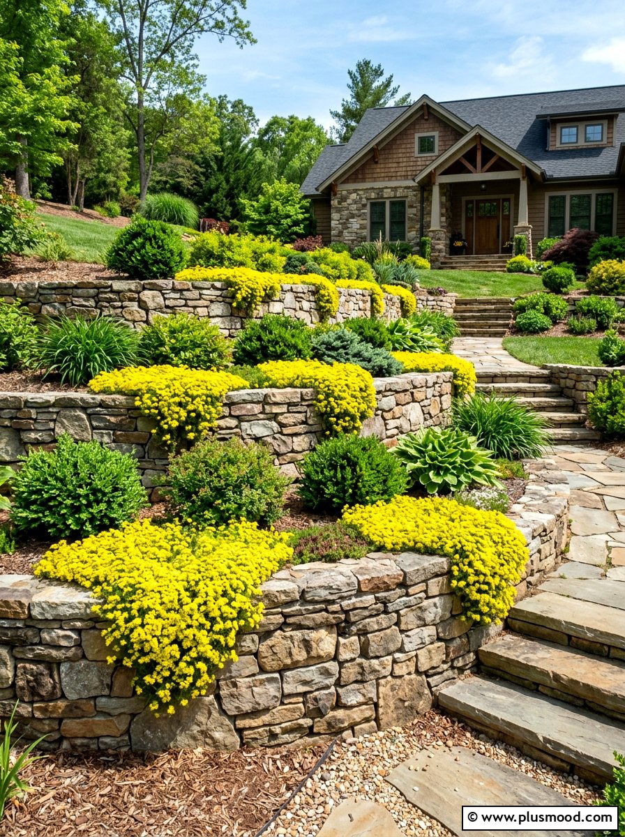 Stone Retaining Wall - 25 summer front yard curb appeal ideas