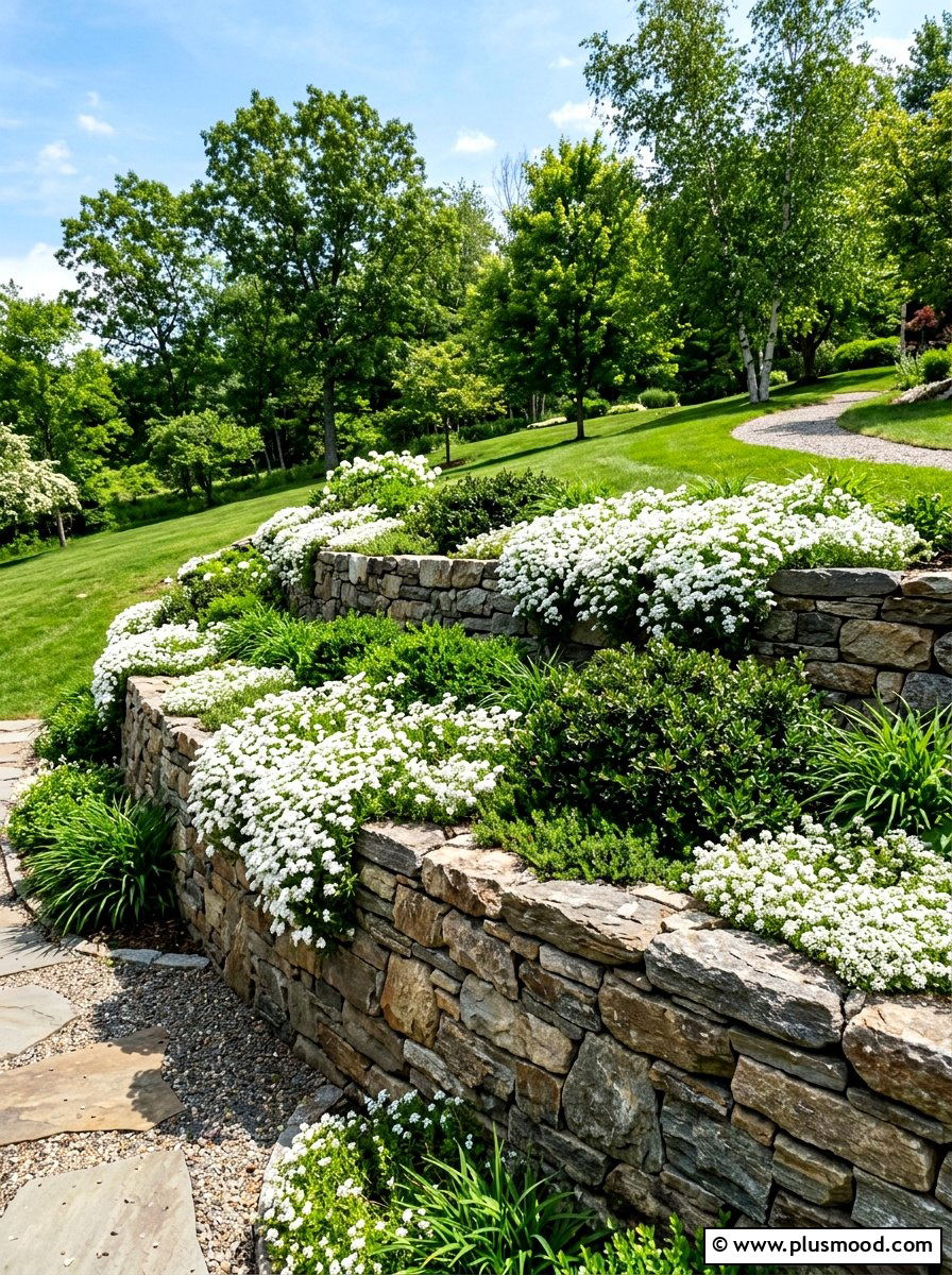 Stone Retaining Wall - 25 summer tidy front yard ideas