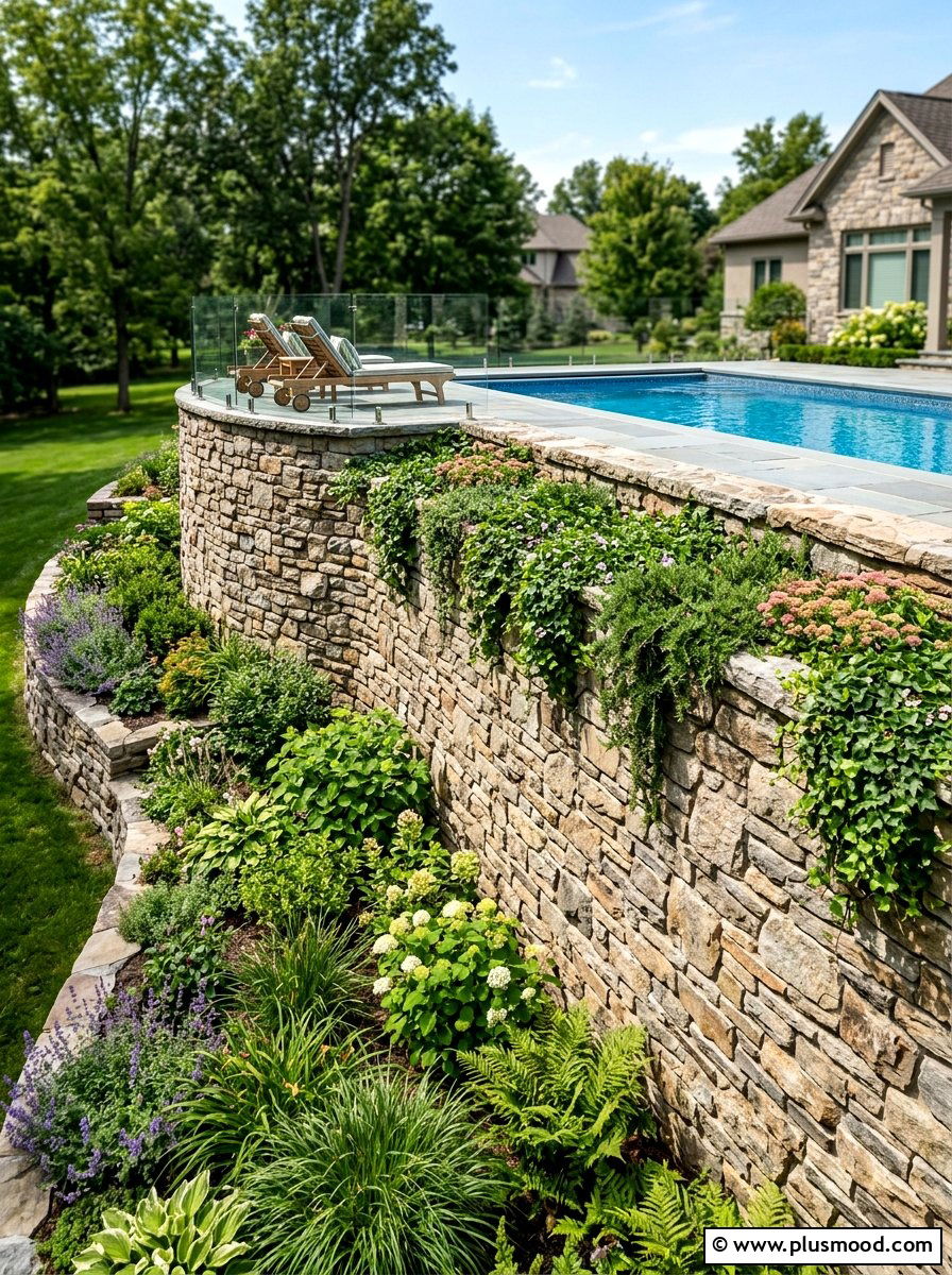 Stone Retaining Wall For Pool - 25 pool landscaping ideas for Texas homes