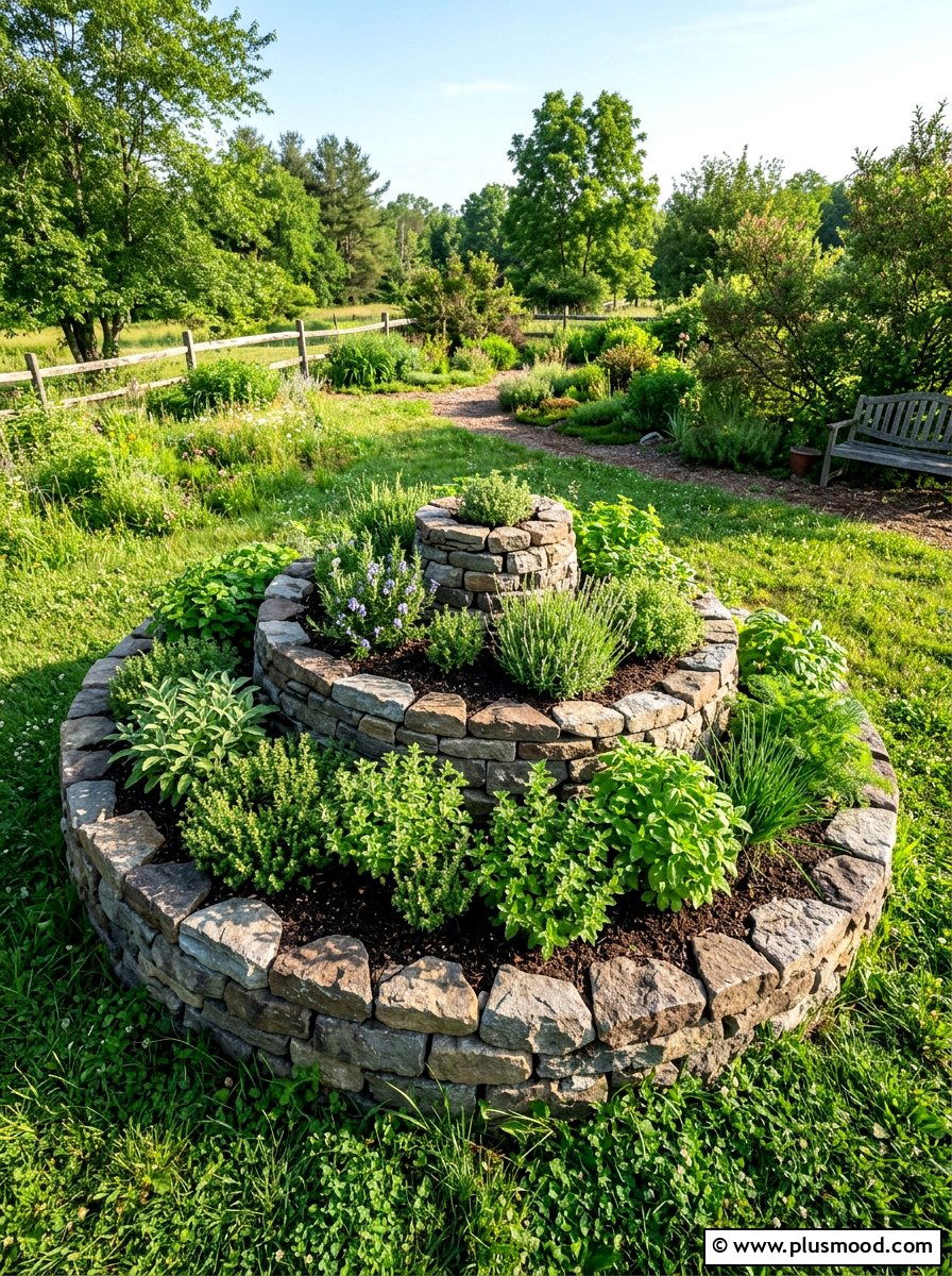 Stone Spiral Herb Garden - 25 summer kitchen garden ideas