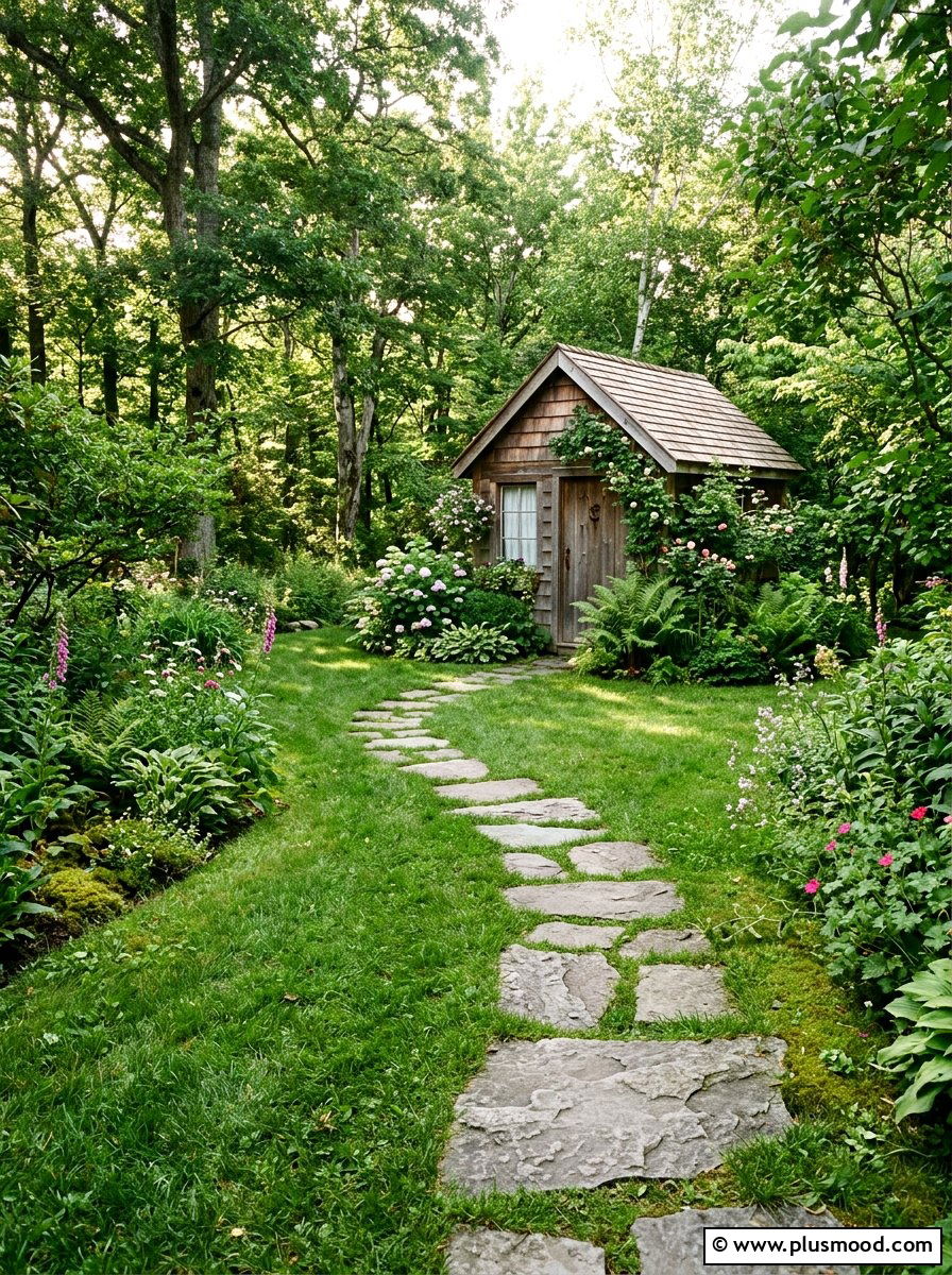 Stone Stepping Path - 25 small backyard ideas for beginners