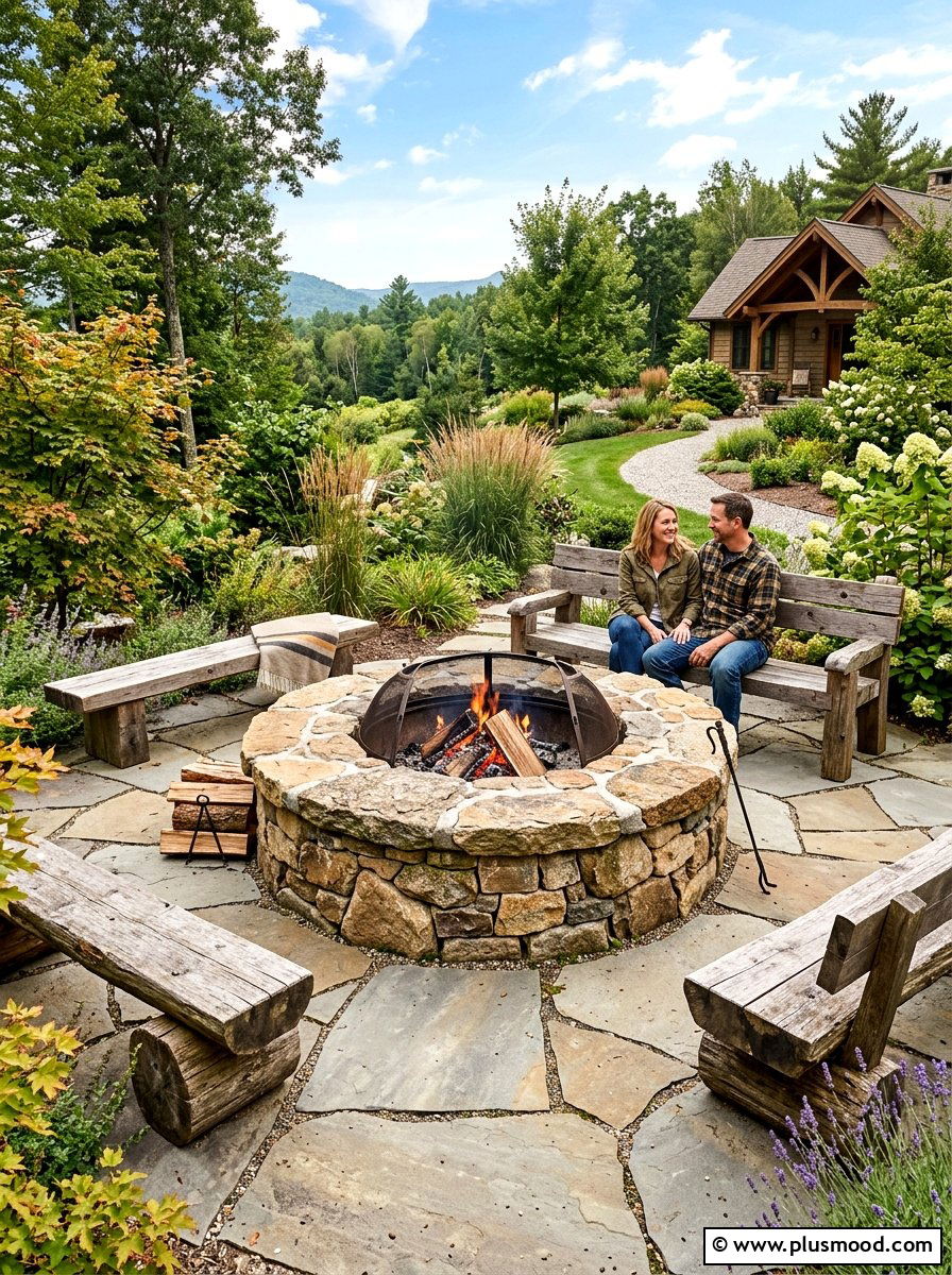 Stone Surround Fire Pit - 25 small backyard ideas with fire pit