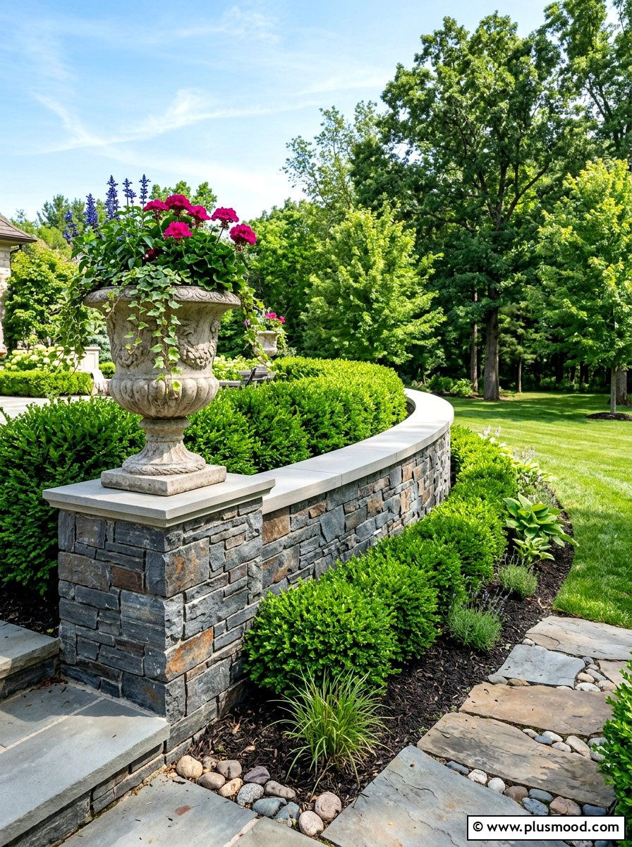 Stone Veneer Garden Feature - 25 summer retaining wall landscaping ideas
