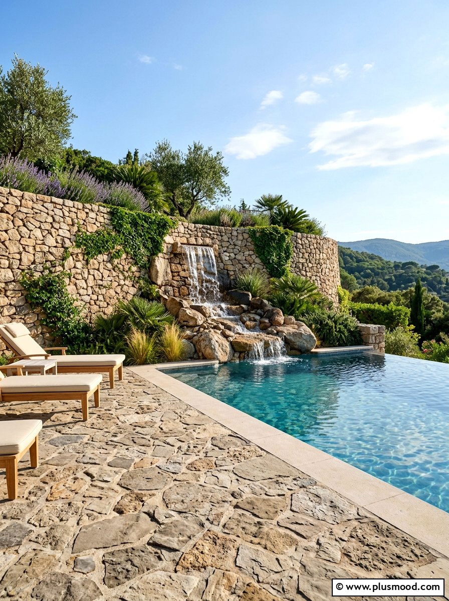 Stone Wall Fence - 25 pool landscaping ideas with fence