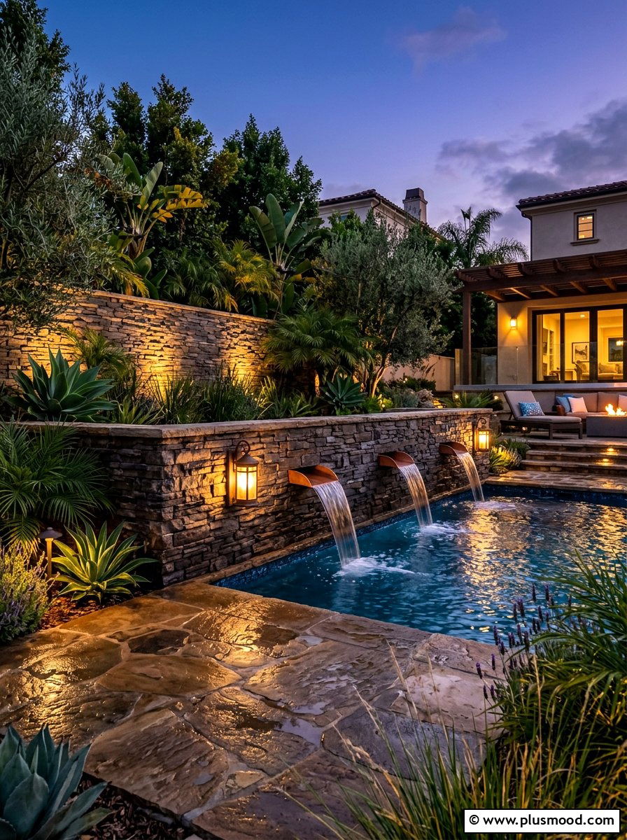 Stone Wall Sconce - 25 summer pool lighting ideas