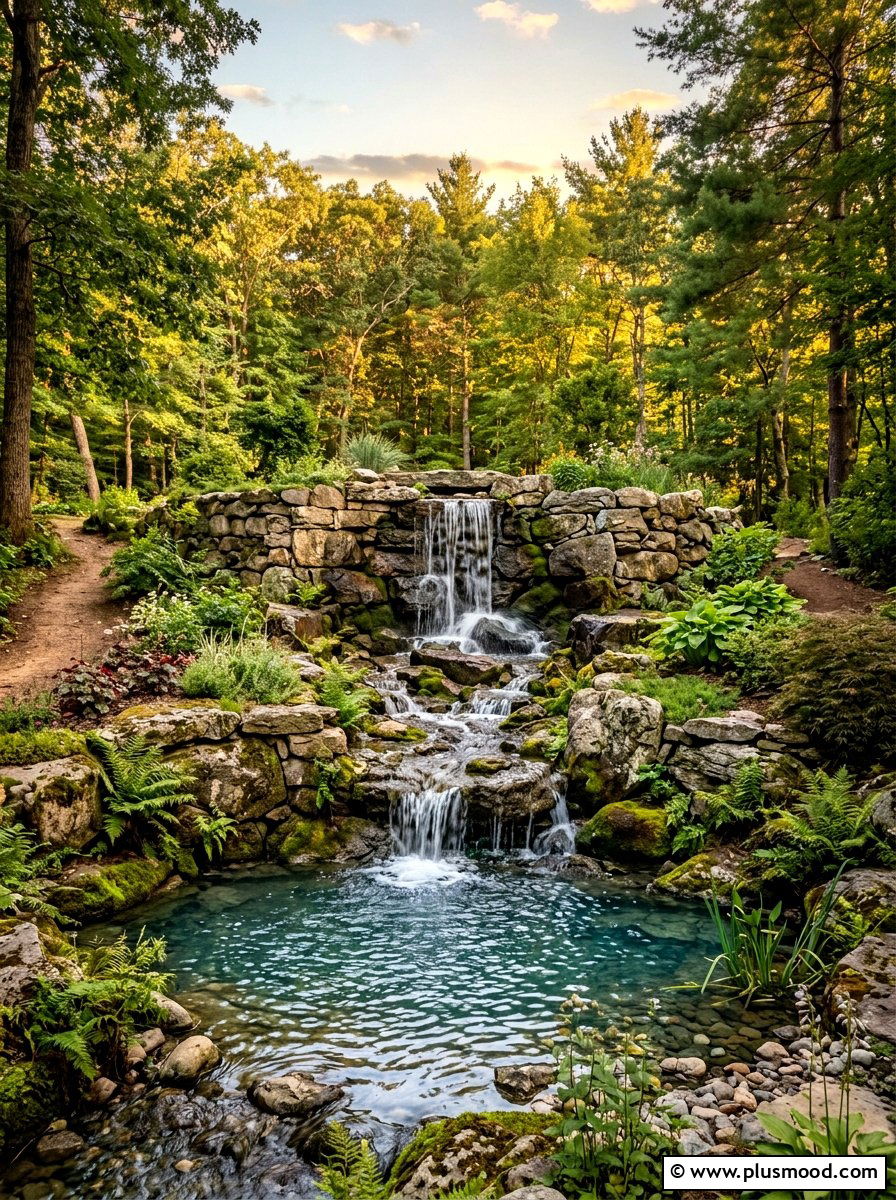 Stone Wall Waterfall Feature - 25 pool landscaping ideas with stone walls
