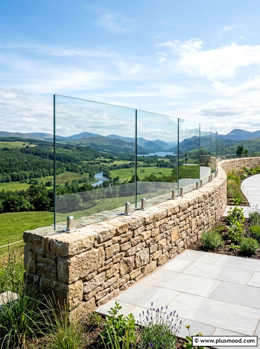 Stone Wall With Glass Fence - 25 pool landscaping ideas with stone walls