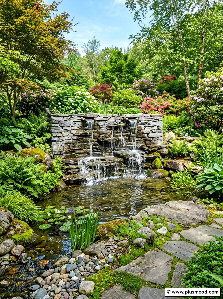 Stone Water Feature - 25 late summer pool decor ideas
