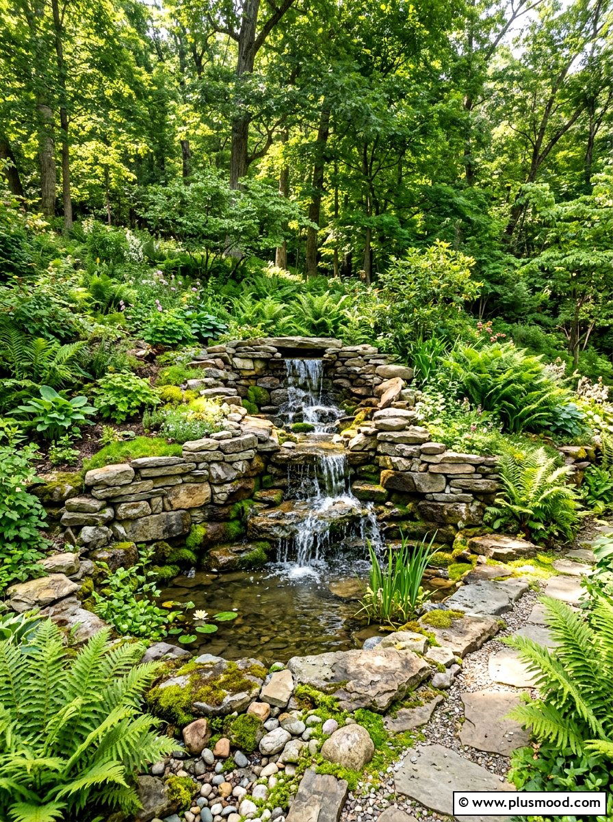 Stone Waterfall Fountain - 25 summer fountain ideas for backyard