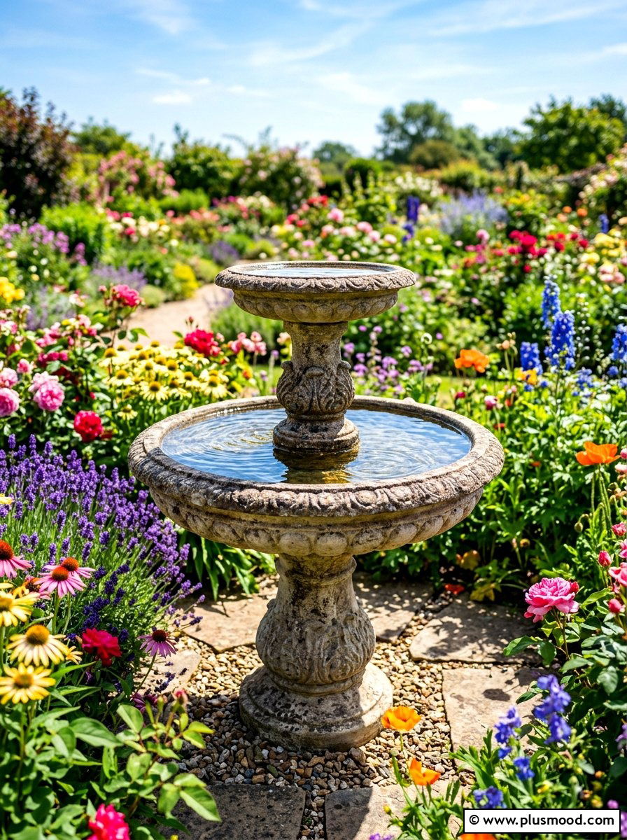 Stone bird bath - 25 summer cheap curb appeal ideas for summer