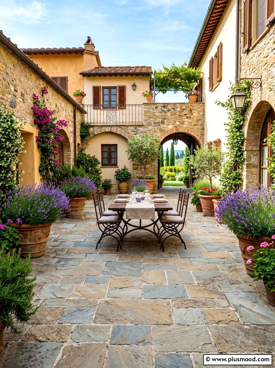 Stone patio courtyard - 25 late summer entertaining ideas