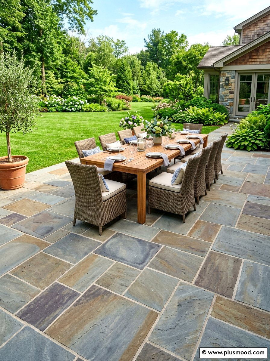Stone patio flooring - 25 cozy summer patio ideas