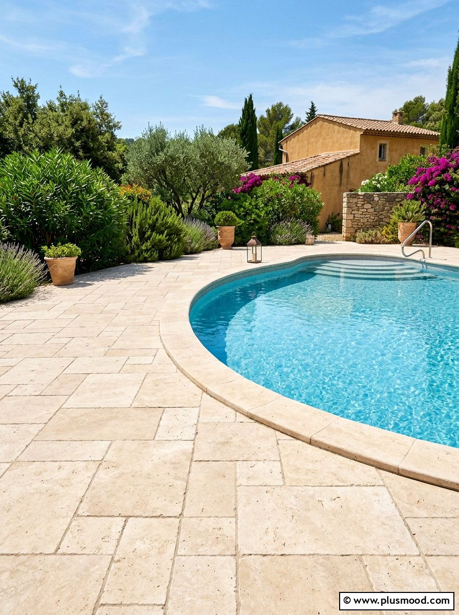 Stone pool pavers - 25 pool landscaping ideas for urban backyards