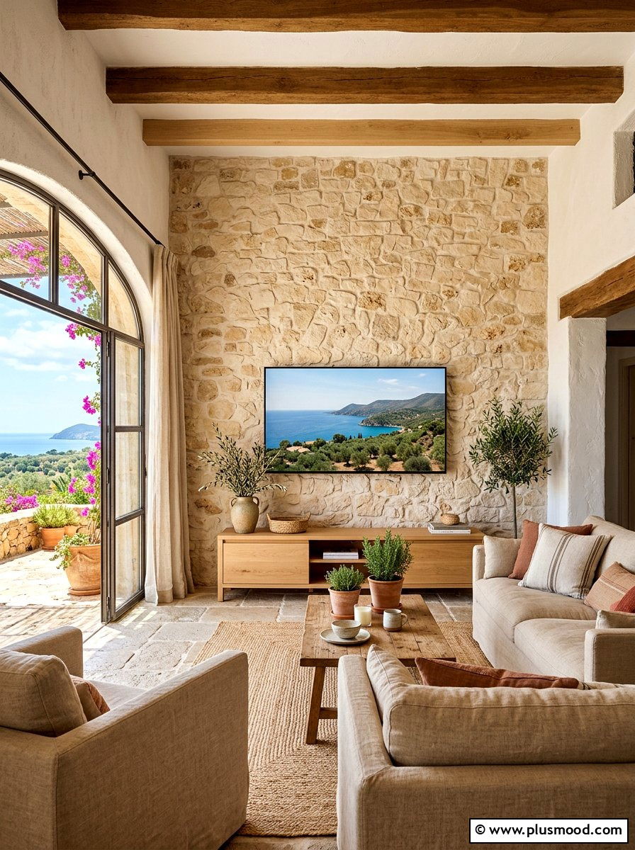 Stone veneer tv wall - 25 summer TV wall decor ideas