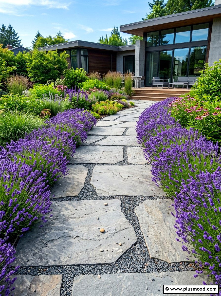 Stone walkway - 25 summer low maintenance landscaping ideas