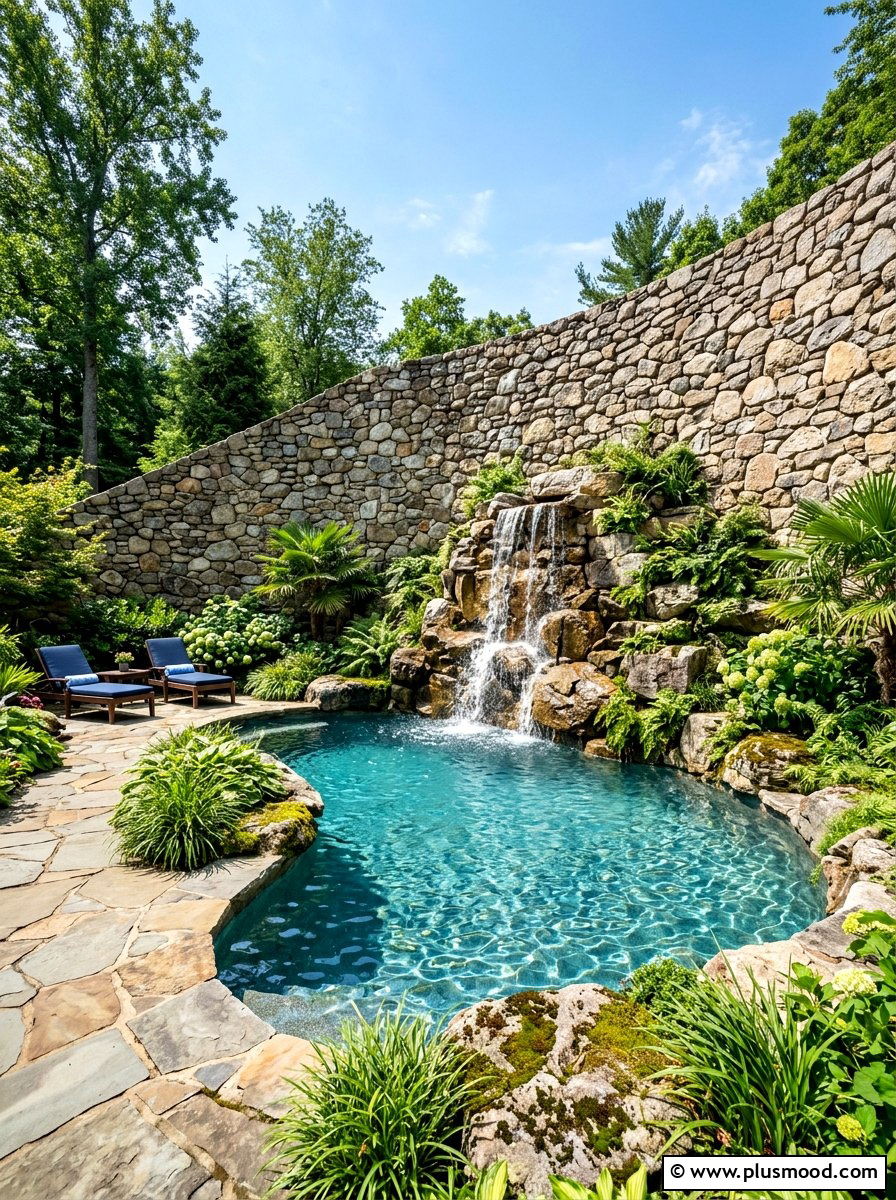 Stone wall pool enclosure - 25 summer pool privacy ideas