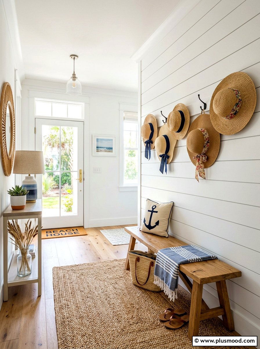 Straw Hat Wall Display - 25 warm weather transition decor ideas