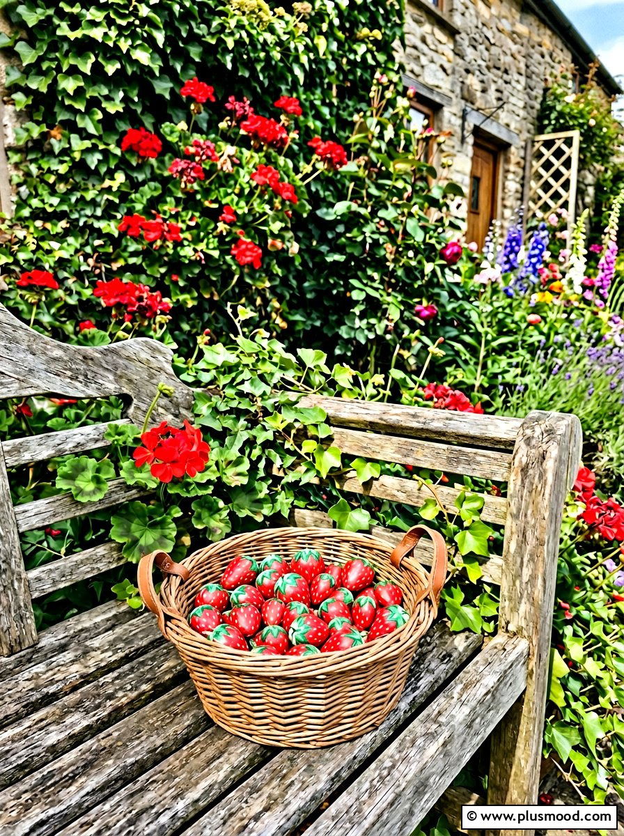 Strawberry Painted Stone - 25 painted rock ideas for summer decor