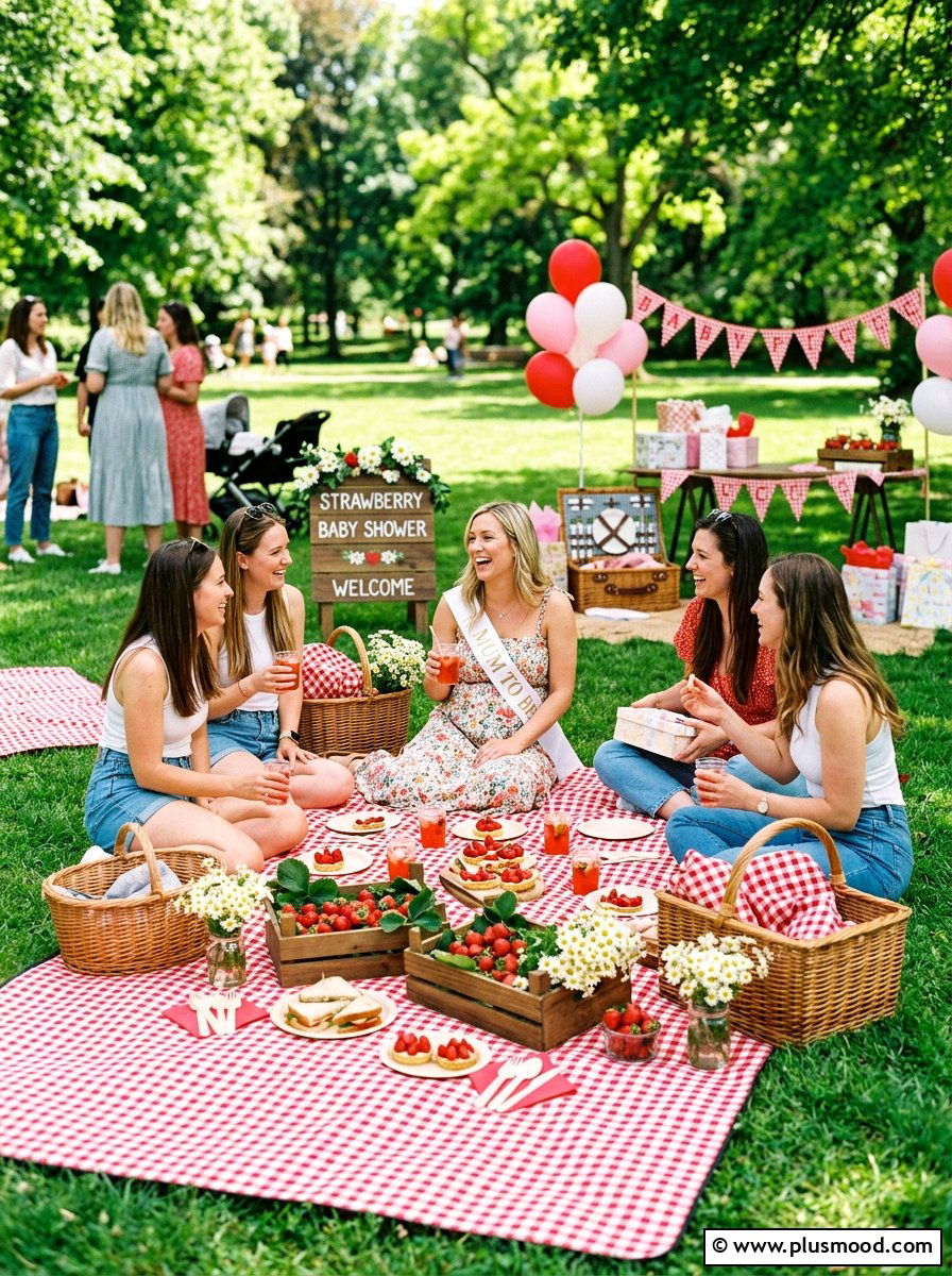 Strawberry Picnic Baby Shower - 25 summer outdoor baby shower ideas