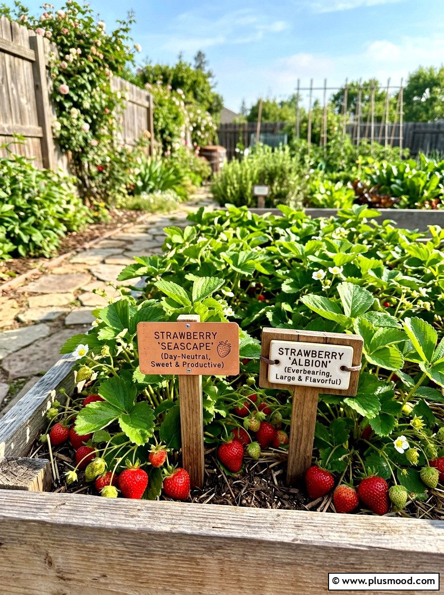 Strawberry Plant Name Label - 25 painted rock ideas with name labels