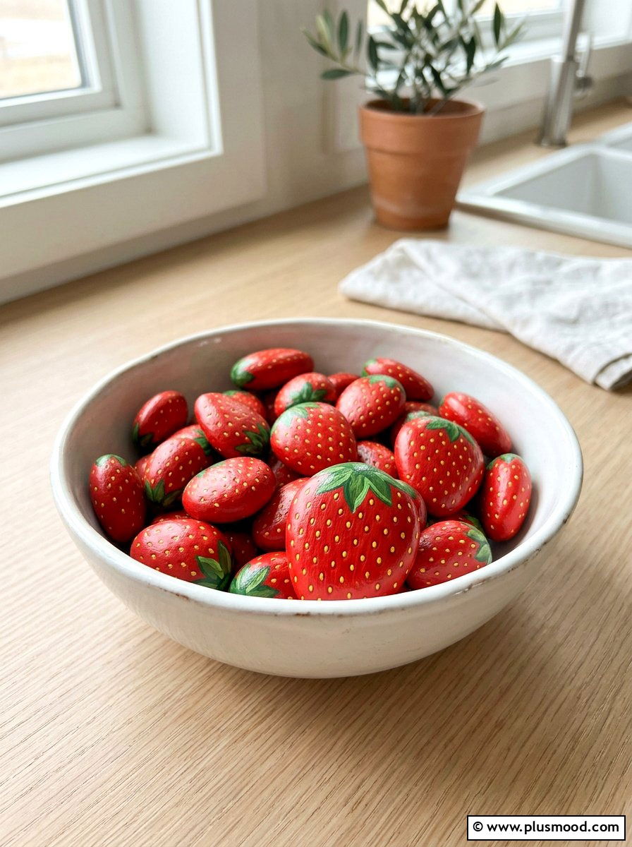 Strawberry Rock - 25 painted rock ideas for kids