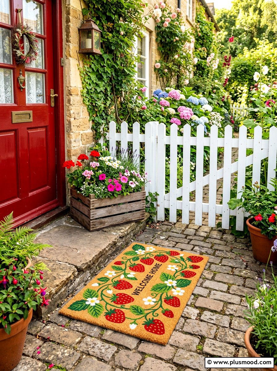Strawberry doormat - 25 summer welcome mat ideas for summer