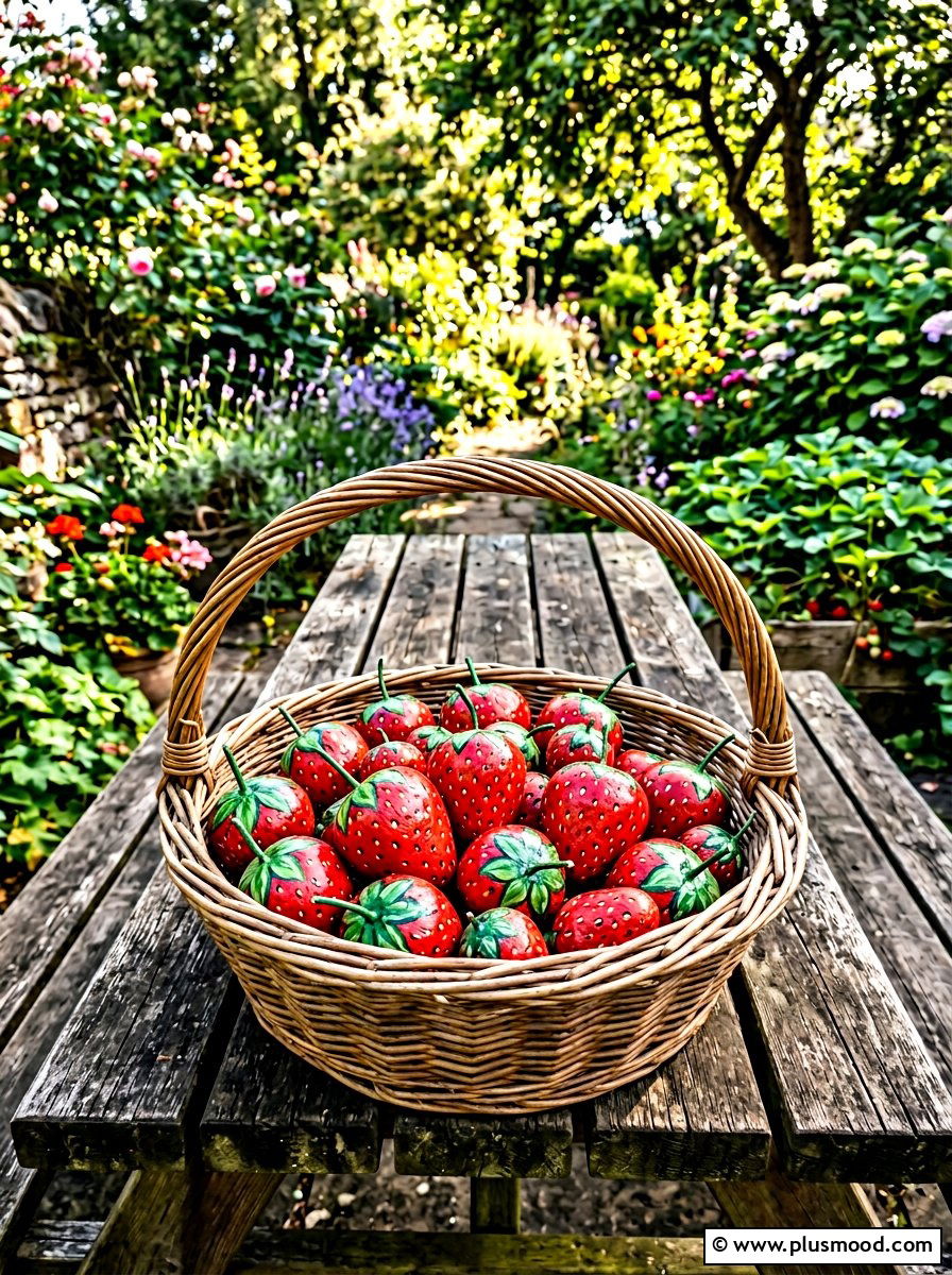 Strawberry painted rock - 25 painted rock ideas for beginners