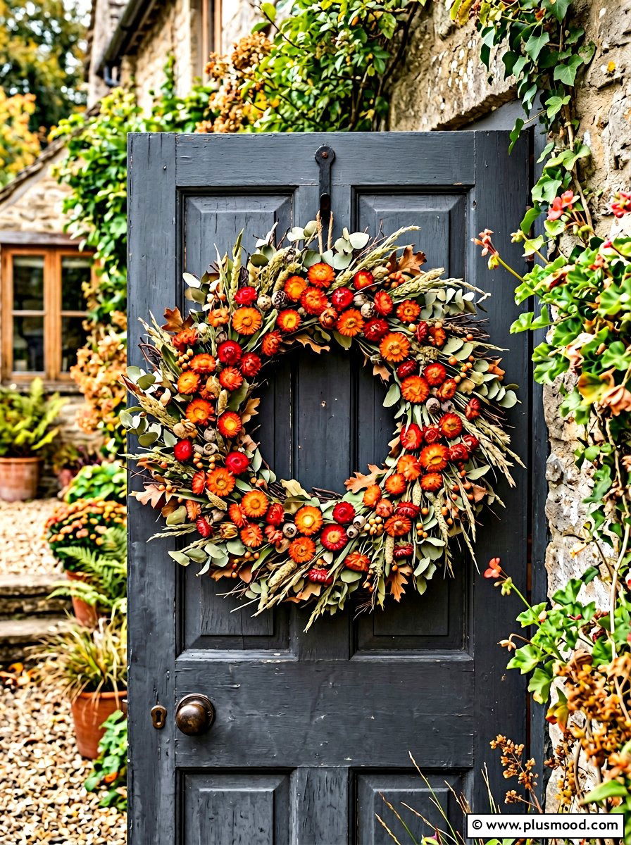 Strawflower Wreath - 25 summer to fall wreath ideas