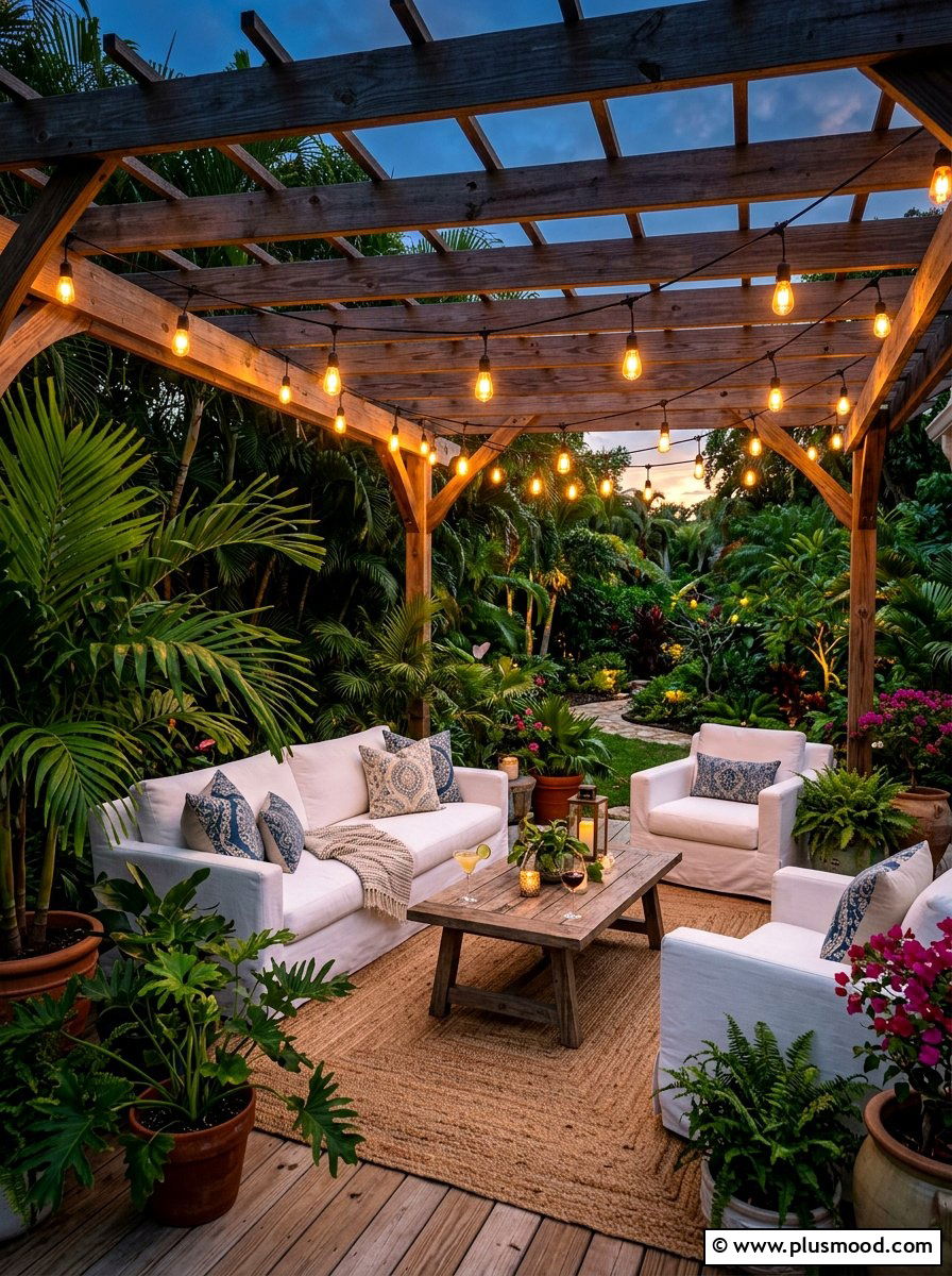String Light Ambiance - 25 summer tropical patio ideas