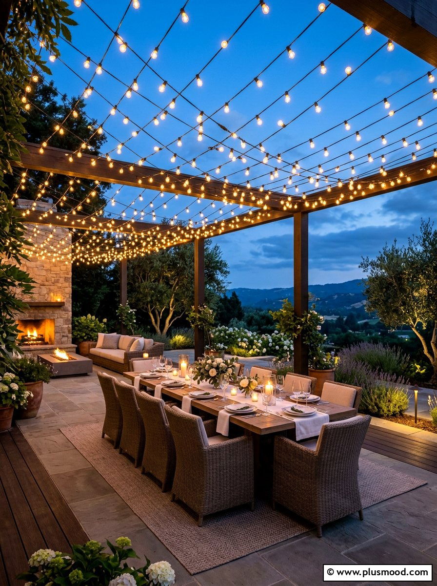 String Light Canopy - 25 summer patio ideas on a budget