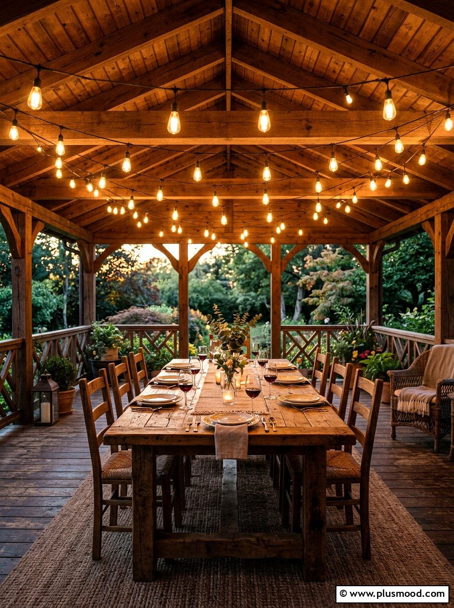 String Light Canopy - 25 summer rustic front porch ideas