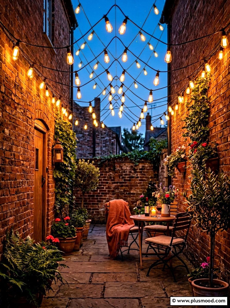 String Light Canopy - 25 summer narrow patio ideas