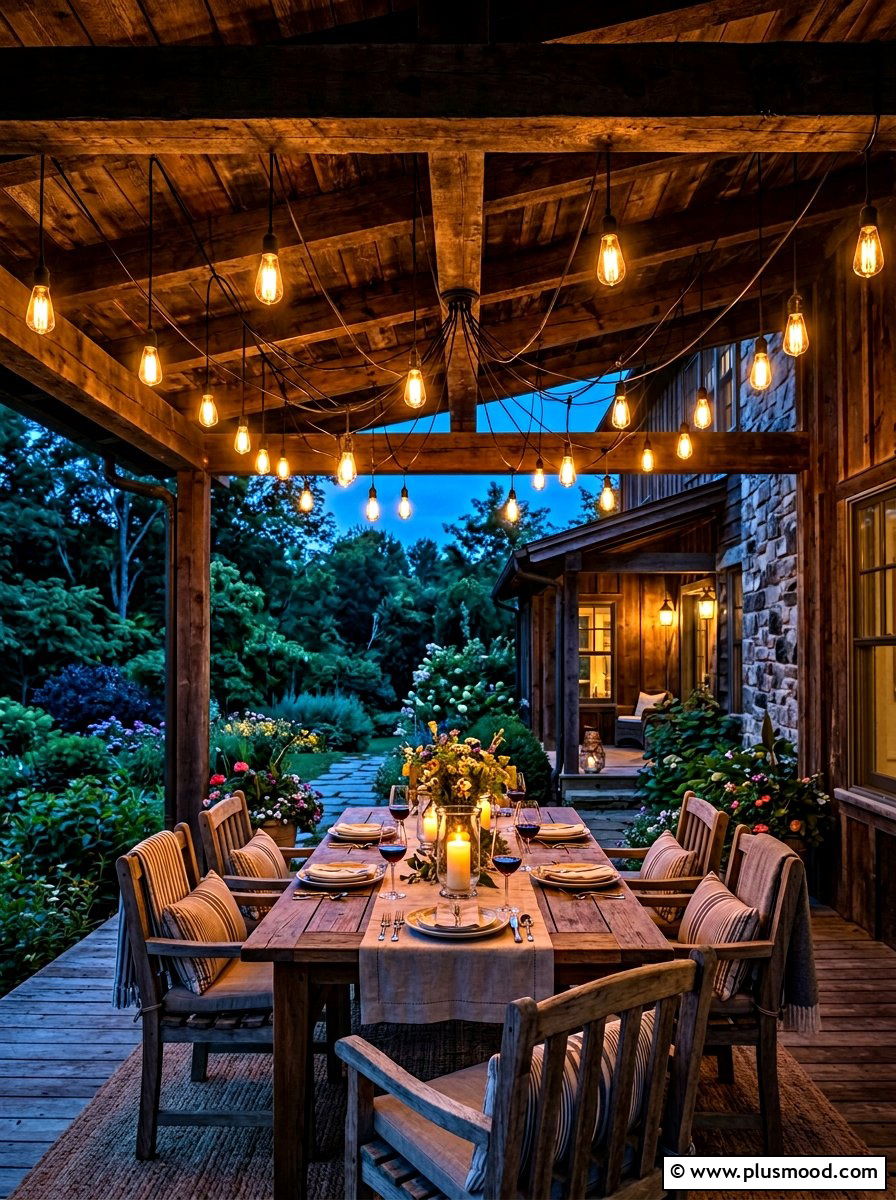 String Light Canopy - 25 cheap summer porch ideas