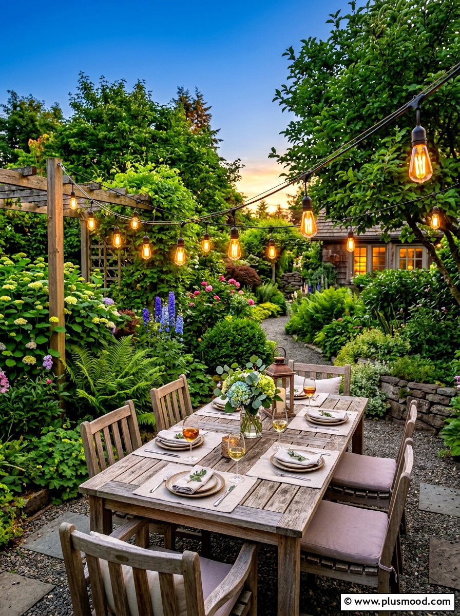 String Light Outdoor Garden - 25 cozy summer home ideas