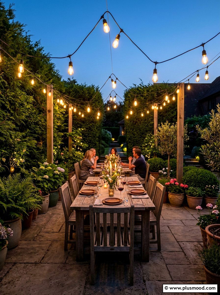 String Light Patio - 25 summer budget landscaping ideas