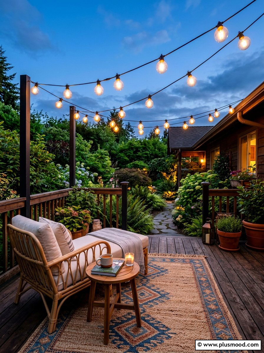String Light Patio - 25 late summer boho decor ideas