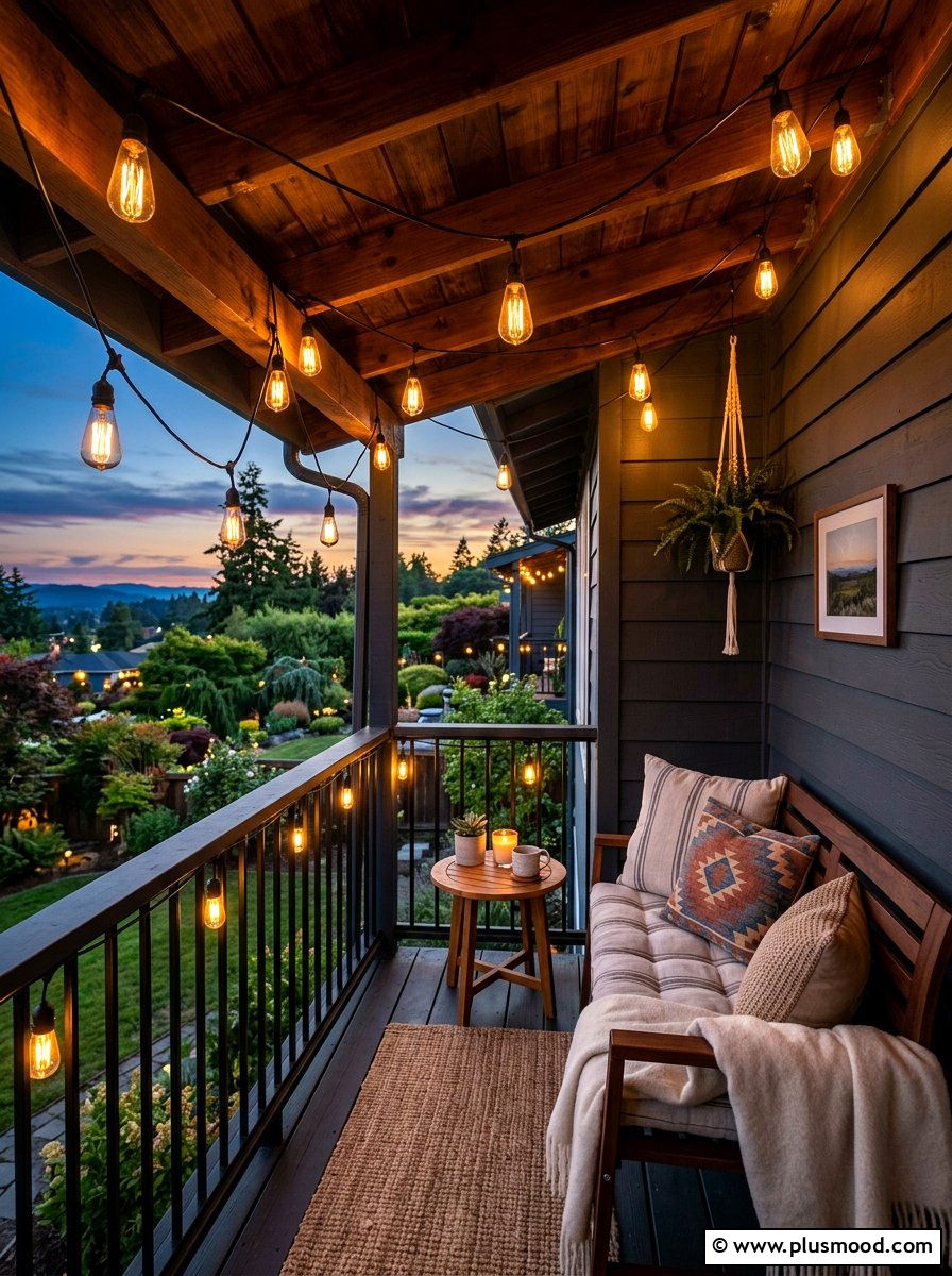 String Light Porch - 25 summer porch ideas for small spaces