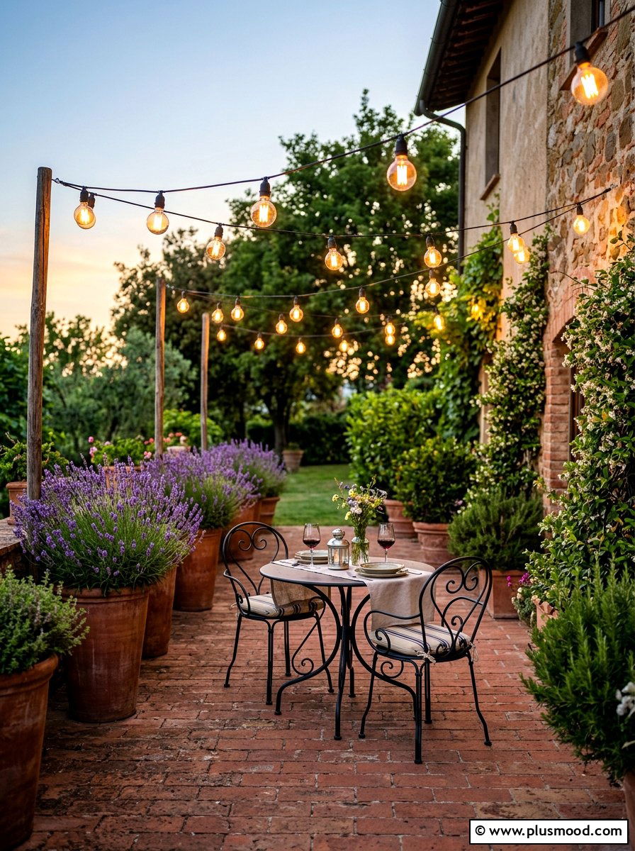String Light Terrace - 25 summer backyard entertaining ideas