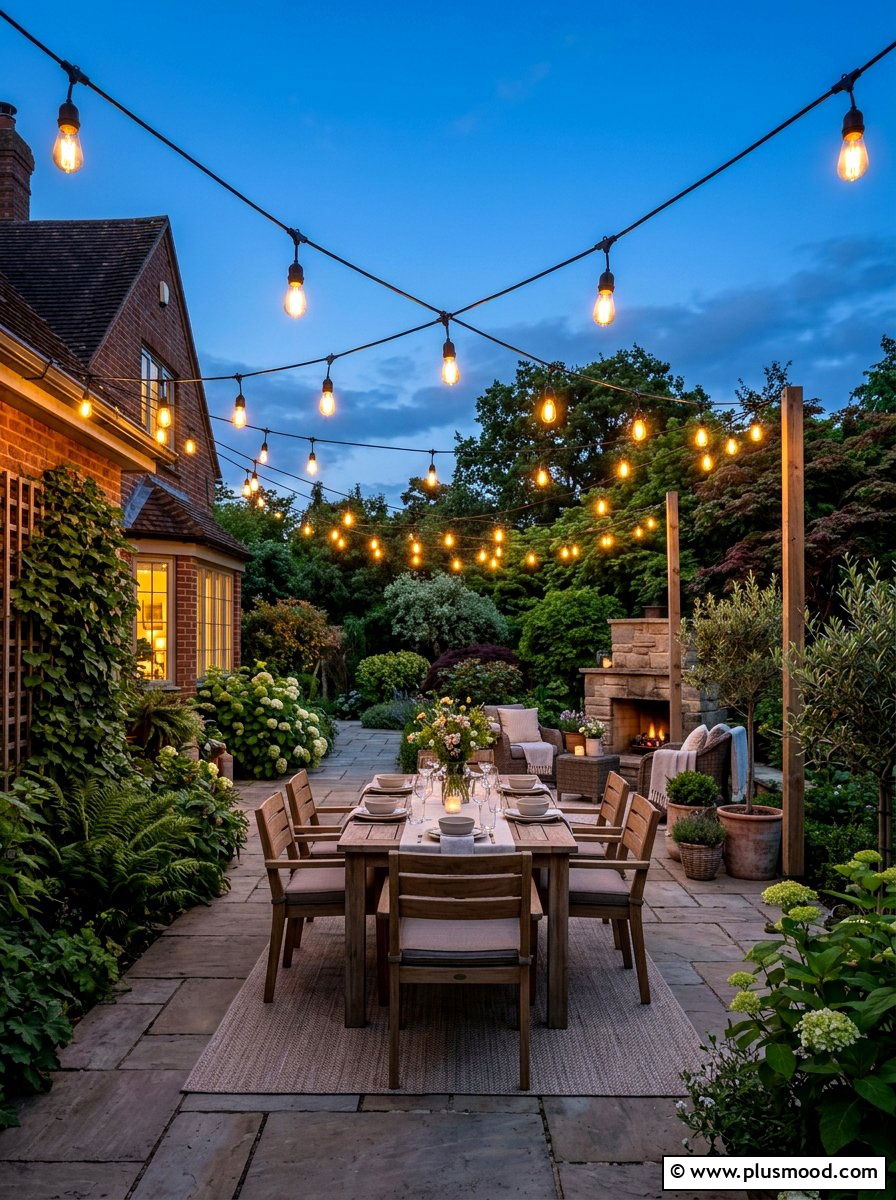 String Lighting Layout - 25 summer casual backyard entertaining ideas