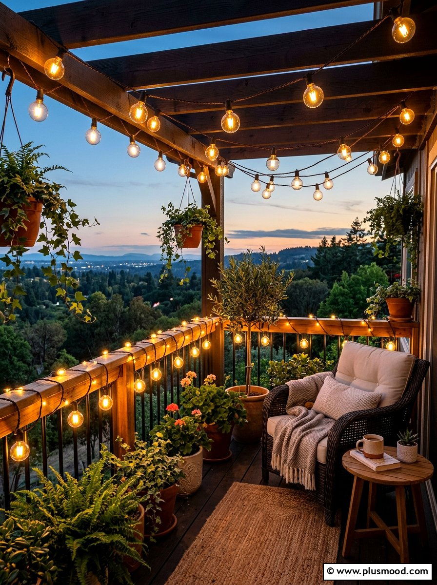 String Lights For Balcony - 25 summer apartment balcony ideas
