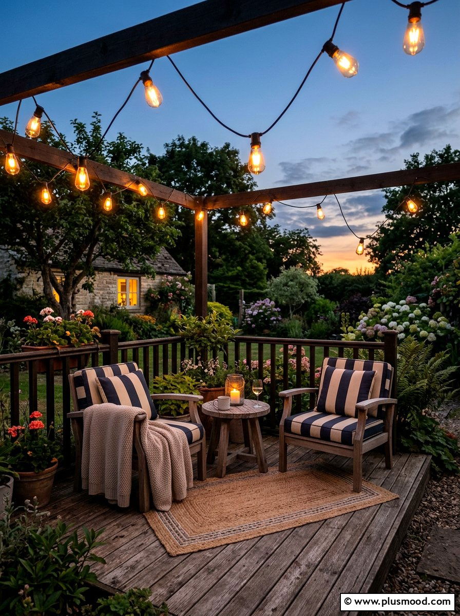 String Lights For Small Decks - 25 summer small deck ideas for summer