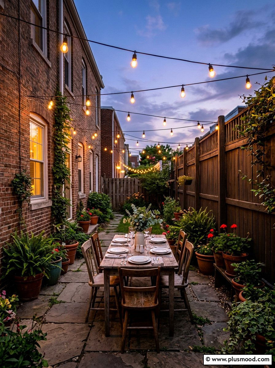String Lights - 25 small backyard ideas for entertaining