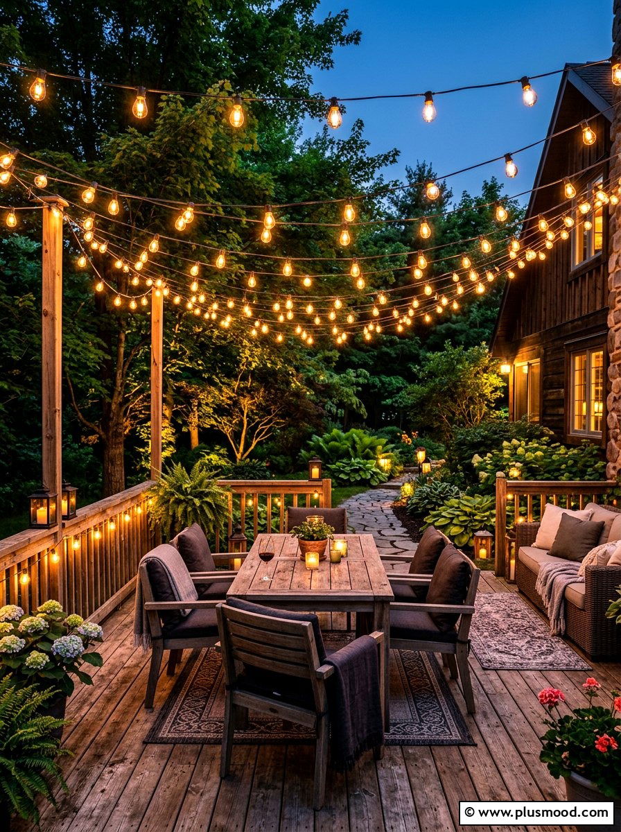 String light backyard lighting - 25 cozy summer backyard ideas