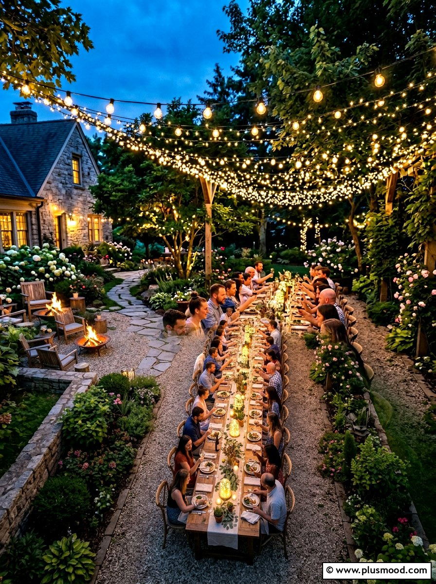 String light backyard table - 25 summer dinner party table ideas